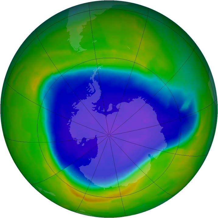 Antarctic ozone map for 31 October 2011